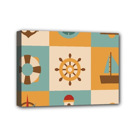 Nautical Elements Collection Mini Canvas 7  x 5  (Stretched) from ArtsNow.com