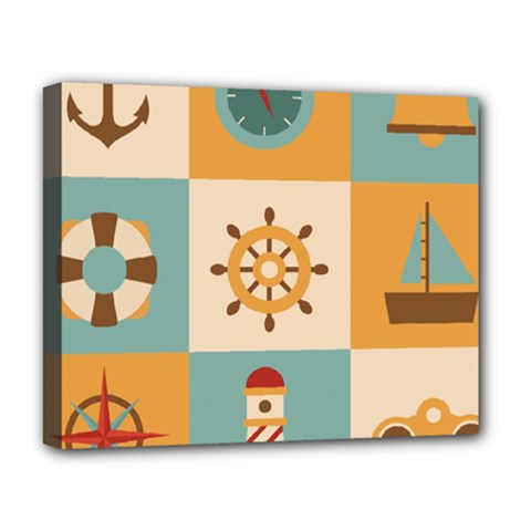 Nautical Elements Collection Deluxe Canvas 20  x 16  (Stretched) from ArtsNow.com