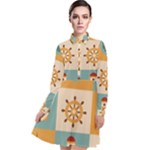 Nautical Elements Collection Long Sleeve Chiffon Shirt Dress