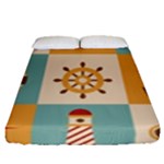 Nautical Elements Collection Fitted Sheet (Queen Size)