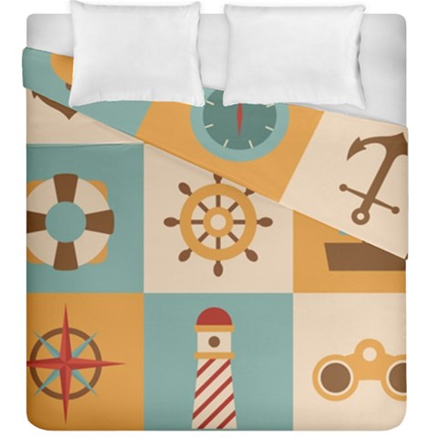 Nautical Elements Collection Duvet Cover Double Side (King Size) from ArtsNow.com