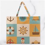 Nautical Elements Collection Zipper Large Tote Bag