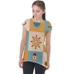 Nautical Elements Collection Cap Sleeve High Low Top