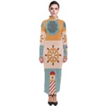 Nautical Elements Collection Turtleneck Maxi Dress