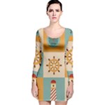 Nautical Elements Collection Long Sleeve Velvet Bodycon Dress