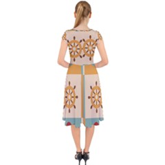 Cap Sleeve Front Wrap Midi Dress 