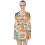 Nautical Elements Collection V-neck Bodycon Long Sleeve Dress