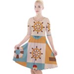 Nautical Elements Collection Quarter Sleeve A-Line Dress