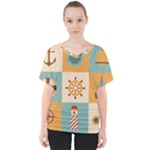 Nautical Elements Collection V-Neck Dolman Drape Top