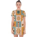 Nautical Elements Collection Drop Hem Mini Chiffon Dress