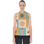 Nautical Elements Collection Mock Neck Shell Top