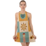 Nautical Elements Collection Halter Tie Back Chiffon Dress