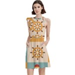 Nautical Elements Collection Cocktail Party Halter Sleeveless Dress With Pockets