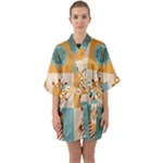 Nautical Elements Collection Half Sleeve Satin Kimono 