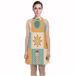Nautical Elements Collection Velvet Halter Neckline Dress 