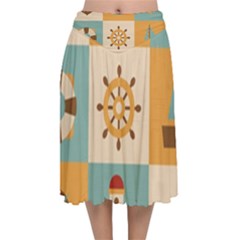 Velvet Flared Midi Skirt 
