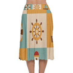 Velvet Flared Midi Skirt 