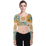 Nautical Elements Collection Velvet Long Sleeve Crop Top