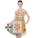 Nautical Elements Collection Cap Sleeve Midi Dress