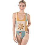 Nautical Elements Collection High Leg Strappy Swimsuit