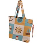 Nautical Elements Collection Drawstring Tote Bag
