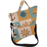 Nautical Elements Collection Fold Over Handle Tote Bag