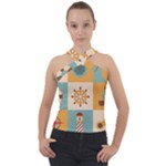 Nautical Elements Collection Cross Neck Velour Top