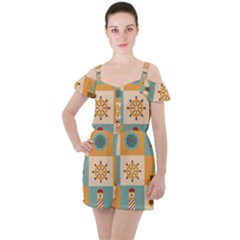 Ruffle Cut Out Chiffon Playsuit 