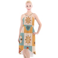 High-Low Halter Chiffon Dress  