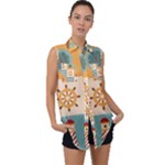 Nautical Elements Collection Sleeveless Chiffon Button Shirt