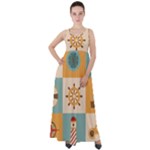 Nautical Elements Collection Empire Waist Velour Maxi Dress
