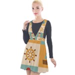 Nautical Elements Collection Plunge Pinafore Velour Dress
