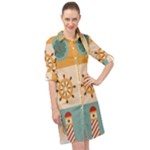 Nautical Elements Collection Long Sleeve Mini Shirt Dress