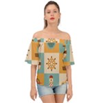 Nautical Elements Collection Off Shoulder Short Sleeve Top
