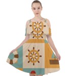 Nautical Elements Collection Cut Out Shoulders Chiffon Dress
