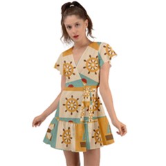 Flutter Sleeve Wrap Dress 