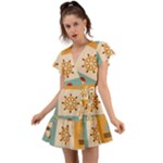 Nautical Elements Collection Flutter Sleeve Wrap Dress
