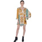 Nautical Elements Collection V-Neck Flare Sleeve Mini Dress