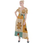 Nautical Elements Collection Button Up Short Sleeve Maxi Dress