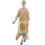 Nautical Elements Collection Quarter Sleeve Wrap Front Maxi Dress