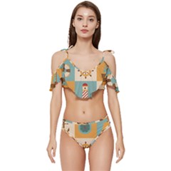 Ruffle Edge Tie Up Bikini Set	 