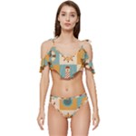 Nautical Elements Collection Ruffle Edge Tie Up Bikini Set	