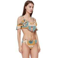 Ruffle Edge Tie Up Bikini Set	 