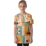 Nautical Elements Collection Fold Over Open Sleeve Top