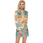 Nautical Elements Collection Long Sleeve Satin Robe