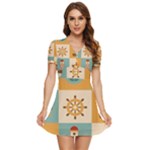 Nautical Elements Collection V-Neck High Waist Chiffon Mini Dress