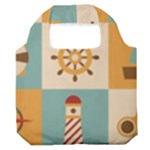 Nautical Elements Collection Premium Foldable Grocery Recycle Bag