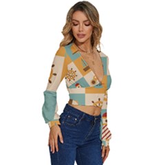 Long Sleeve Deep-V Velour Top 