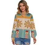 Nautical Elements Collection Women s Long Sleeve Button Up Shirt