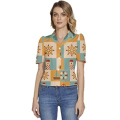 Puffed Short Sleeve Button Up Jacket 